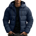 Philip | Men's Hooded Quilted Puffer Jacket, Padded Autumn Coat | My Sweet Wardrobe | Navy Blue