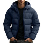 Philip | Men's Hooded Quilted Puffer Jacket, Padded Autumn Coat | My Sweet Wardrobe | Navy Blue
