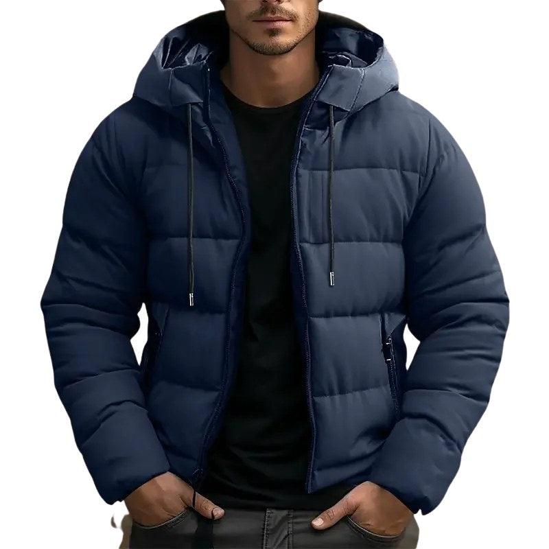 Philip | Men's Hooded Quilted Puffer Jacket, Padded Autumn Coat | My Sweet Wardrobe | Navy Blue