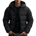 Philip | Men's Hooded Quilted Puffer Jacket, Padded Autumn Coat | My Sweet Wardrobe | Black