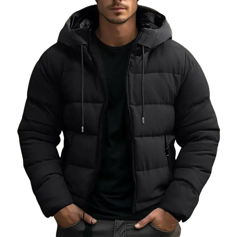 Philip | Men's Hooded Quilted Puffer Jacket, Padded Autumn Coat | My Sweet Wardrobe | Black