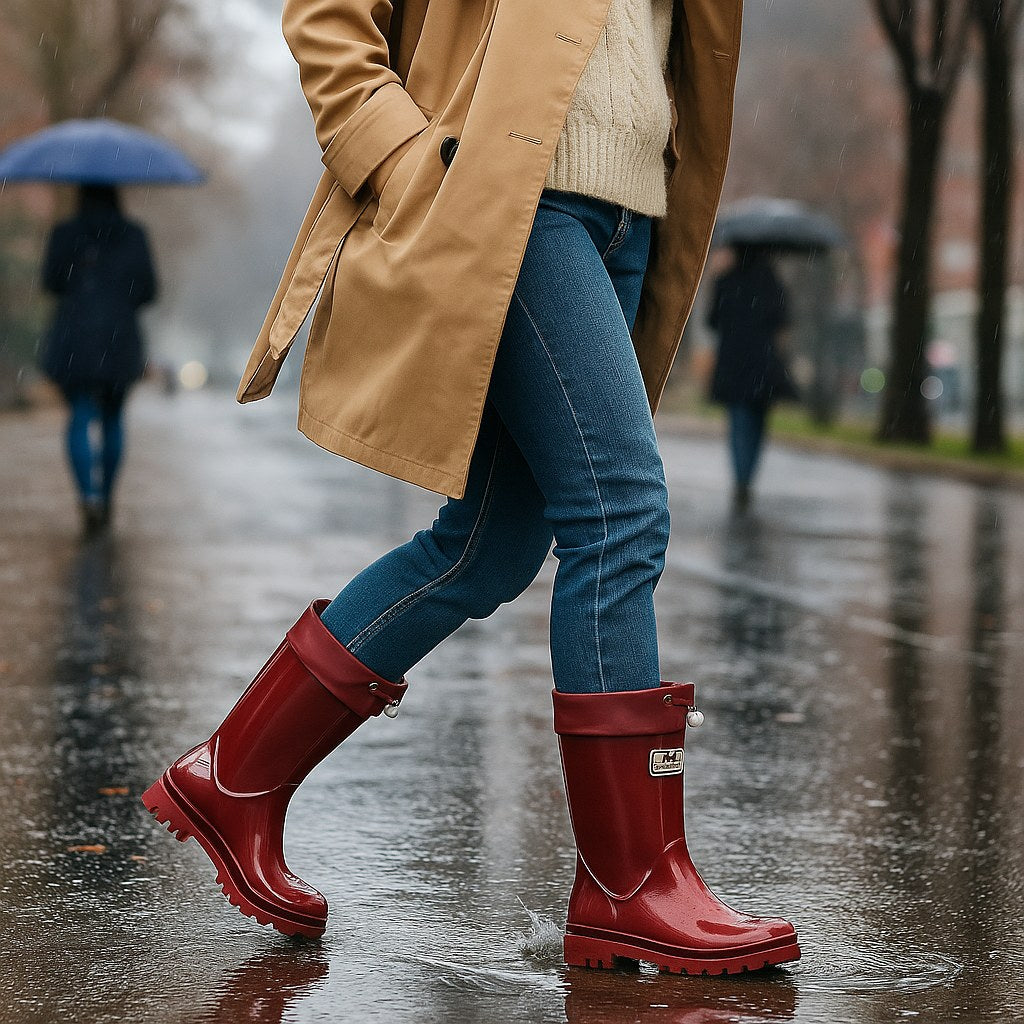 Phoebe | Women's Waterproof Rubber Boots, Adjustable Lace Rain Boots | My Sweet Wardrobe