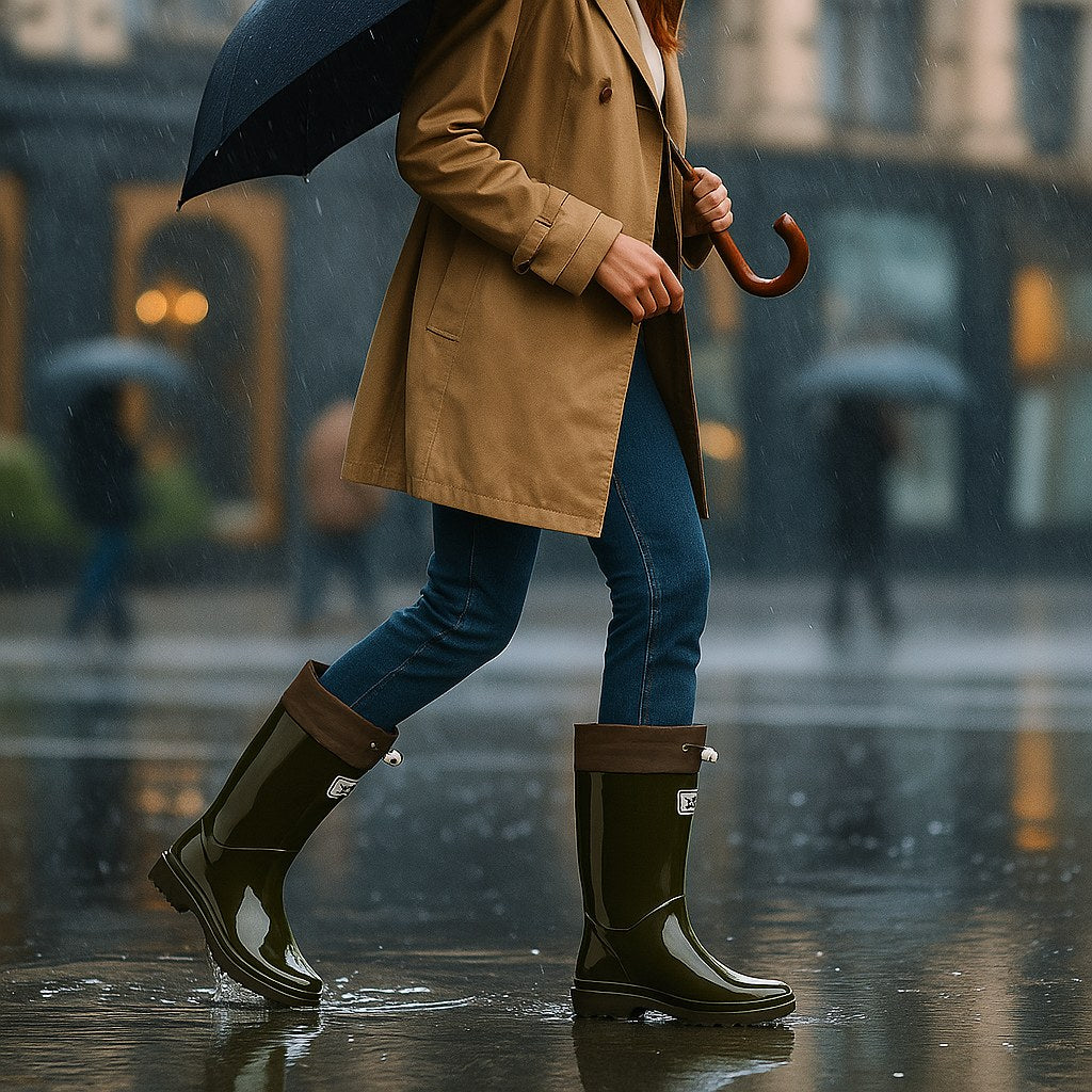 Phoebe | Women's Waterproof Rubber Boots, Adjustable Lace Rain Boots | My Sweet Wardrobe