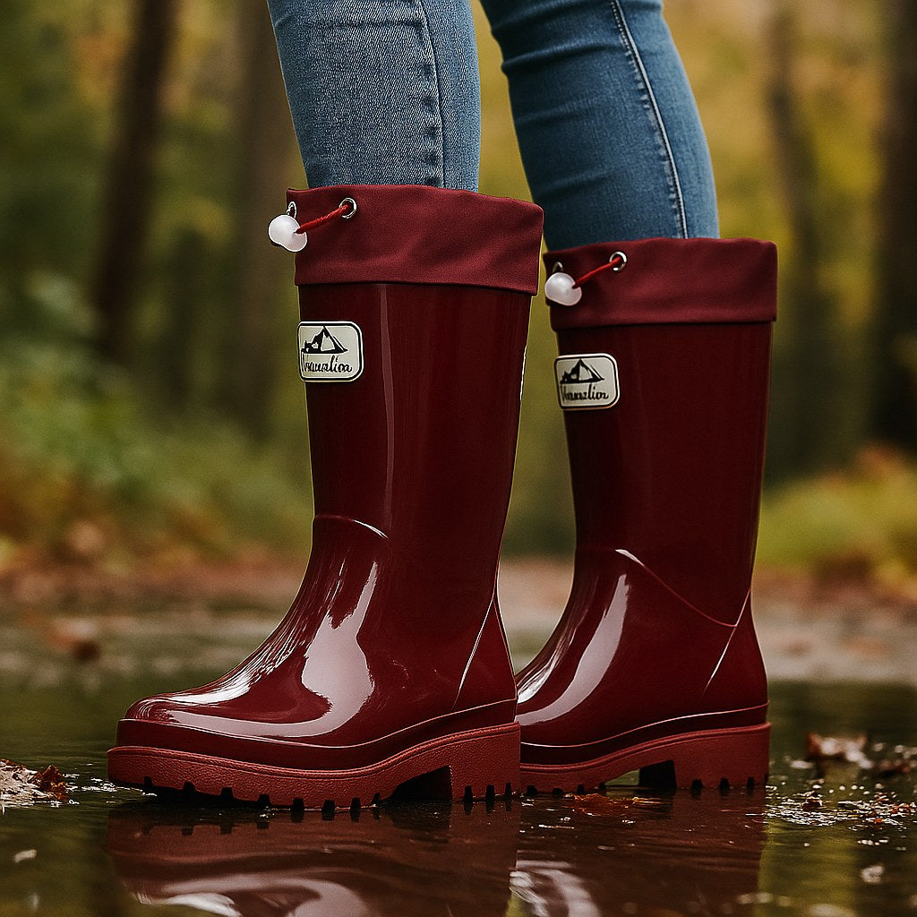 Phoebe | Women's Waterproof Rubber Boots, Adjustable Lace Rain Boots | My Sweet Wardrobe