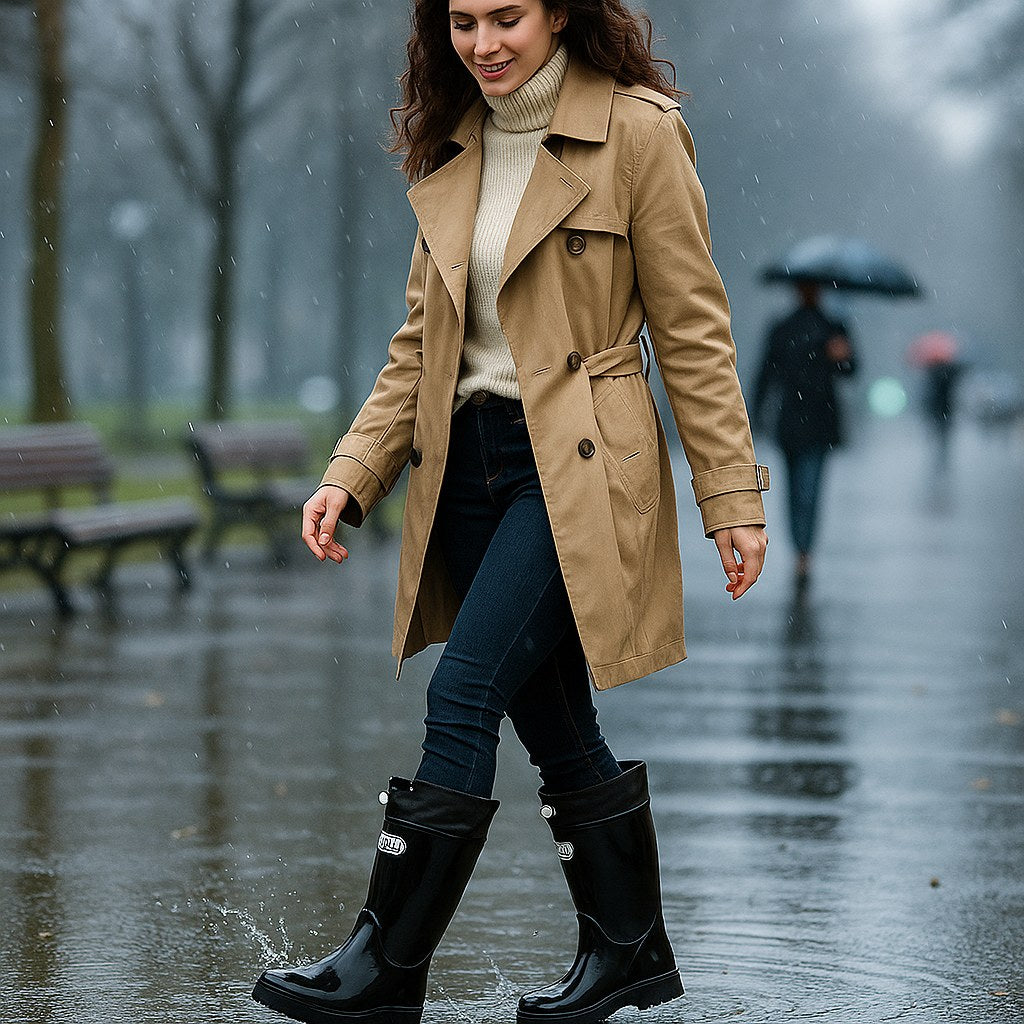 Phoebe | Women's Waterproof Rubber Boots, Adjustable Lace Rain Boots | My Sweet Wardrobe