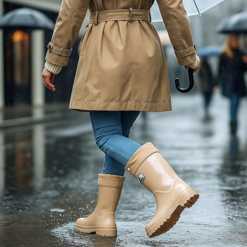 Phoebe | Women's Waterproof Rubber Boots, Adjustable Lace Rain Boots | My Sweet Wardrobe