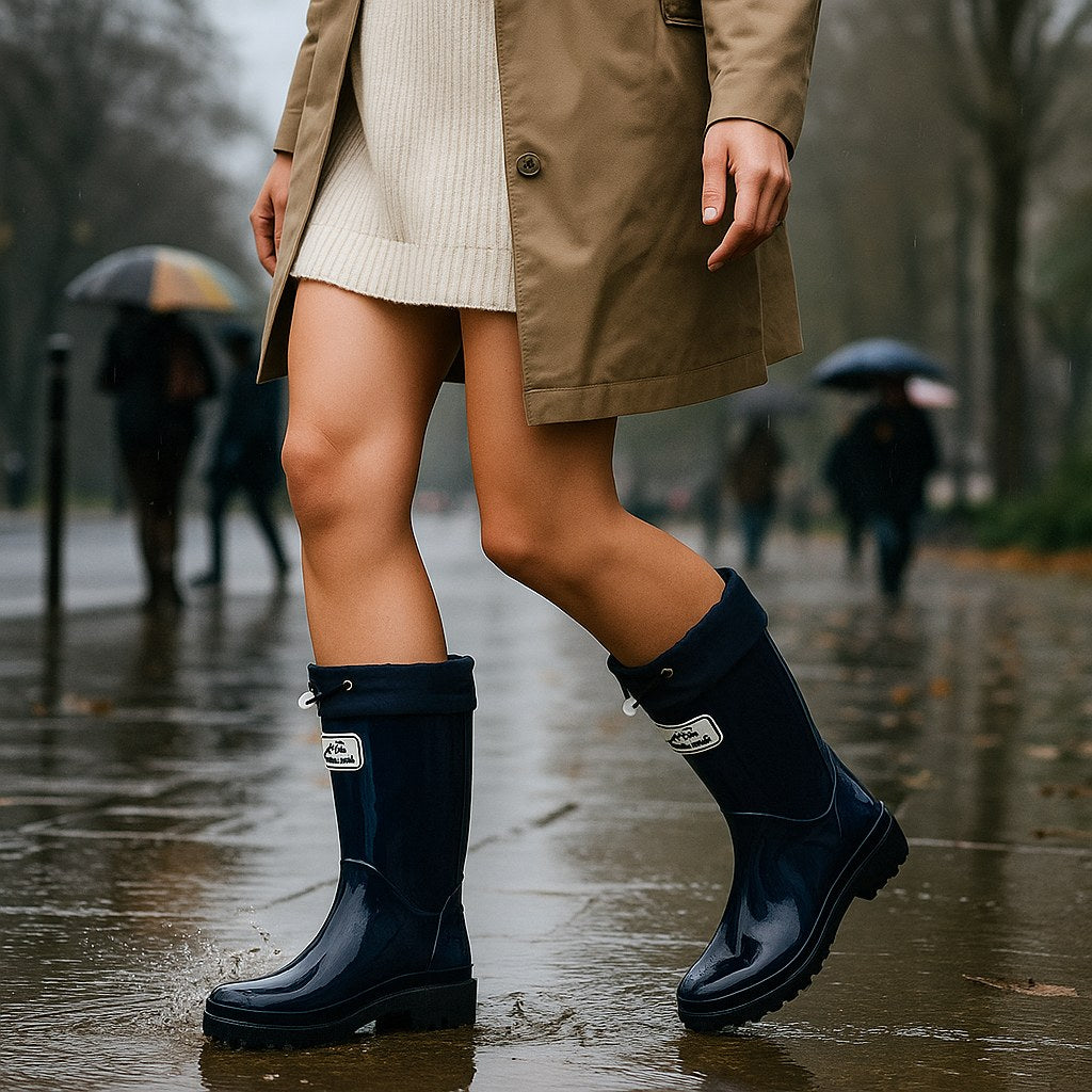 Phoebe | Women's Waterproof Rubber Boots, Adjustable Lace Rain Boots | My Sweet Wardrobe