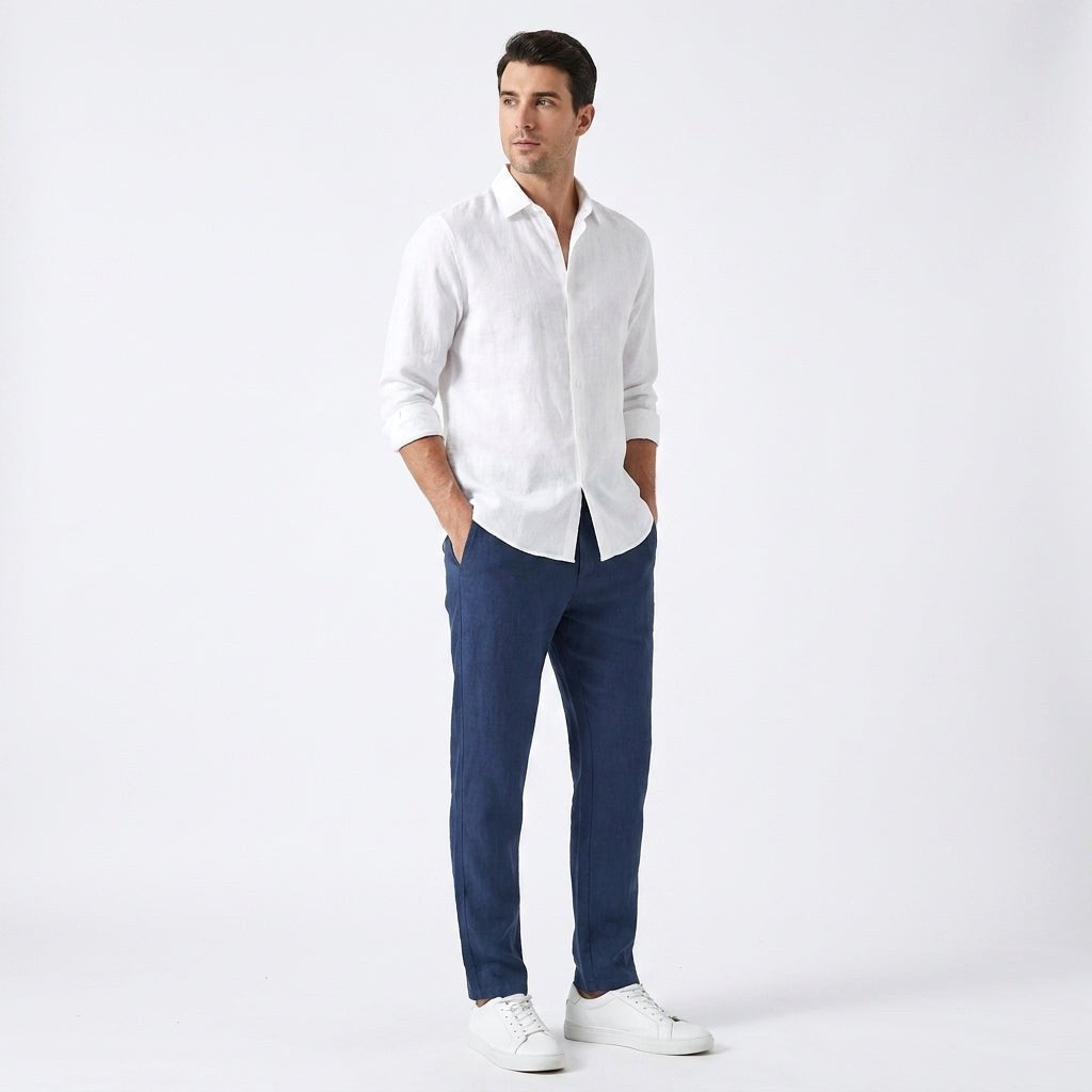 Peter | Men's Linen Trousers, Loose-Fit Summer Trousers | My Sweet Wardrobe
