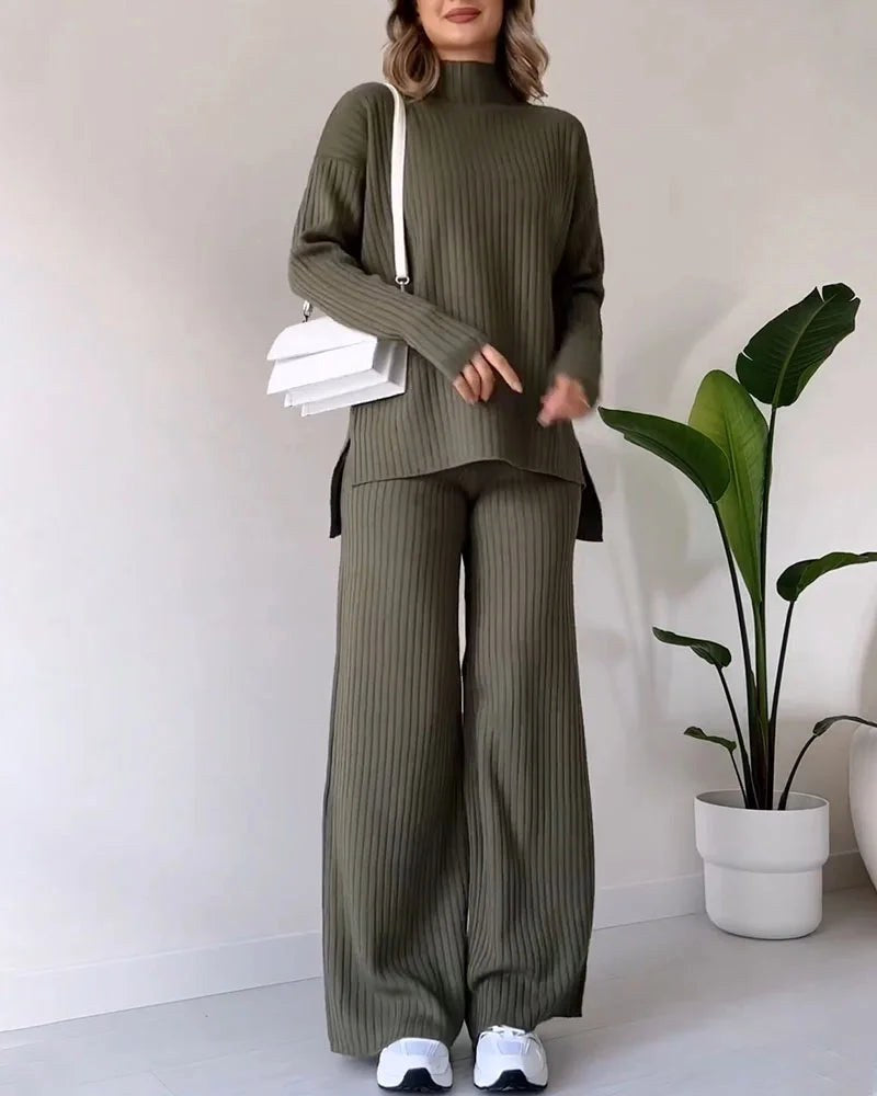 Poppy | Women's Two-Piece Knit Set with Cutout Detail, Lounge Set | My Sweet Wardrobe