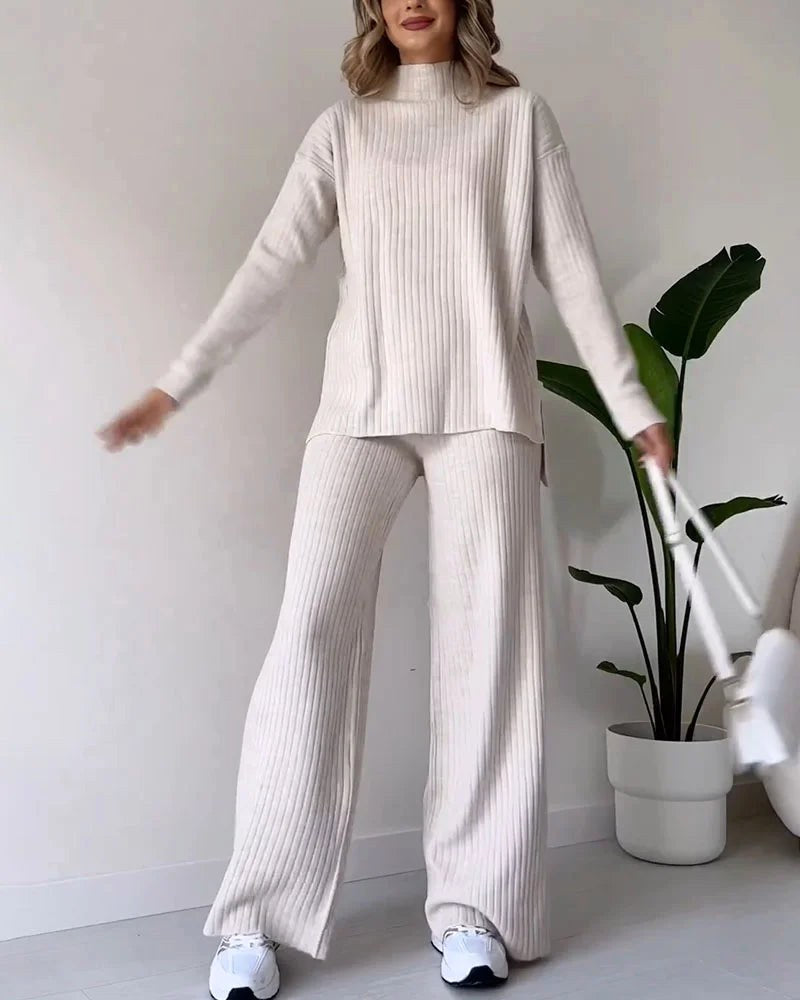 Poppy | Women's Two-Piece Knit Set with Cutout Detail, Lounge Set | My Sweet Wardrobe