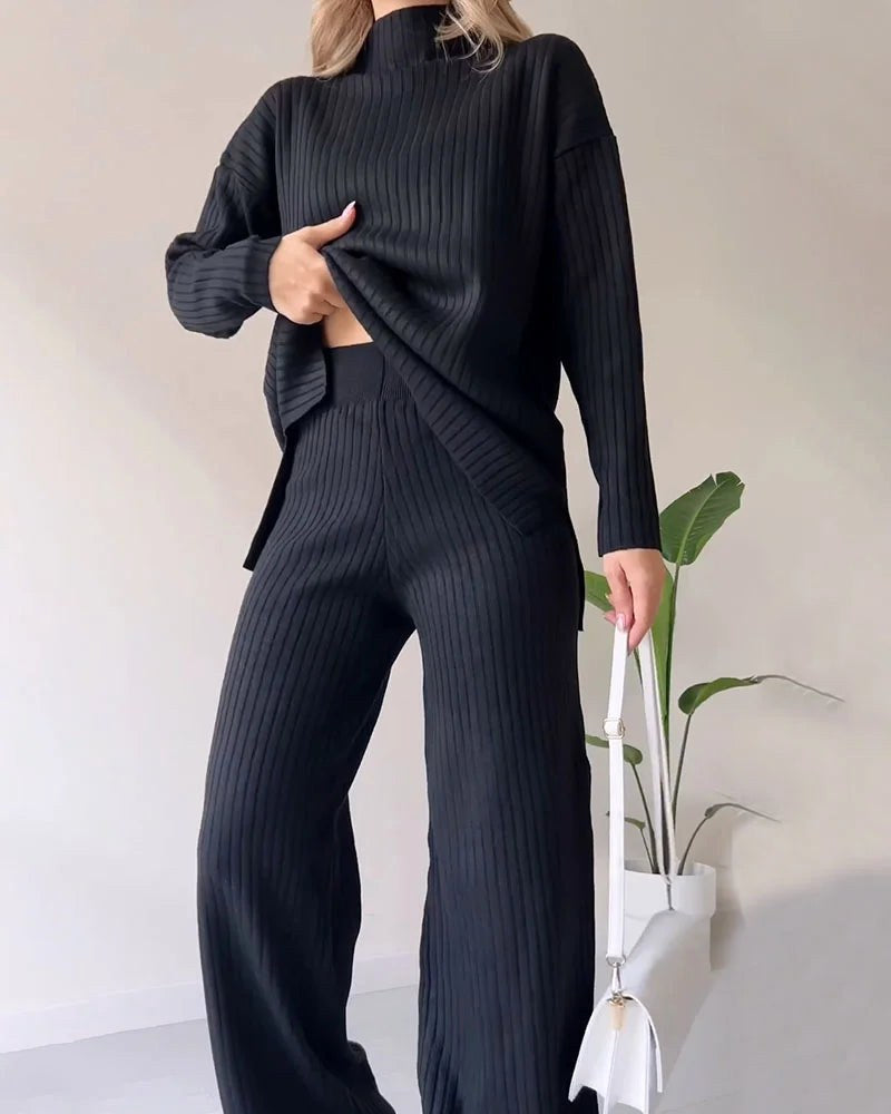 Poppy | Women's Two-Piece Knit Set with Cutout Detail, Lounge Set | My Sweet Wardrobe