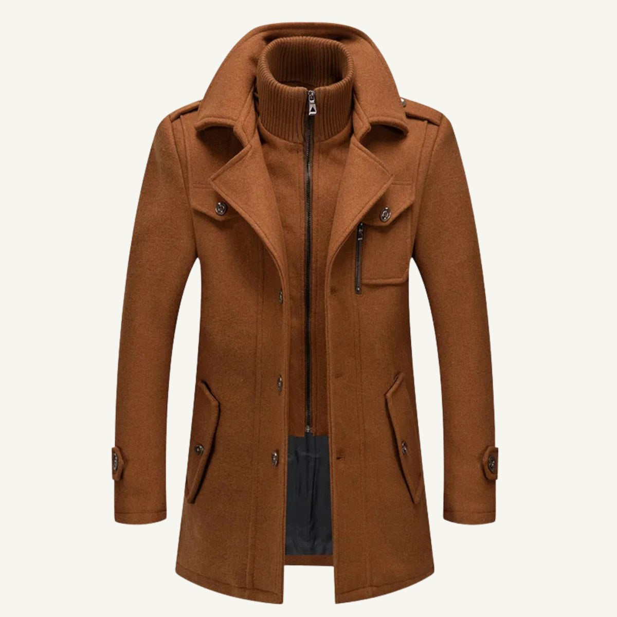 Preston | Men's Double Collar Wool Trench Coat, Tailored Business Coat | My Sweet Wardrobe