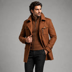 Preston | Men's Double Collar Wool Trench Coat, Tailored Business Coat | My Sweet Wardrobe