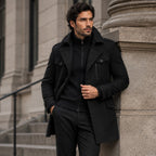 Preston | Men's Double Collar Wool Trench Coat, Tailored Business Coat | My Sweet Wardrobe