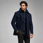 Preston | Men's Double Collar Wool Trench Coat, Tailored Business Coat | My Sweet Wardrobe | Black