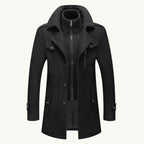 Preston | Men's Double Collar Wool Trench Coat, Tailored Business Coat | My Sweet Wardrobe | Khaki