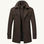 Preston | Men's Double Collar Wool Trench Coat, Tailored Business Coat | My Sweet Wardrobe