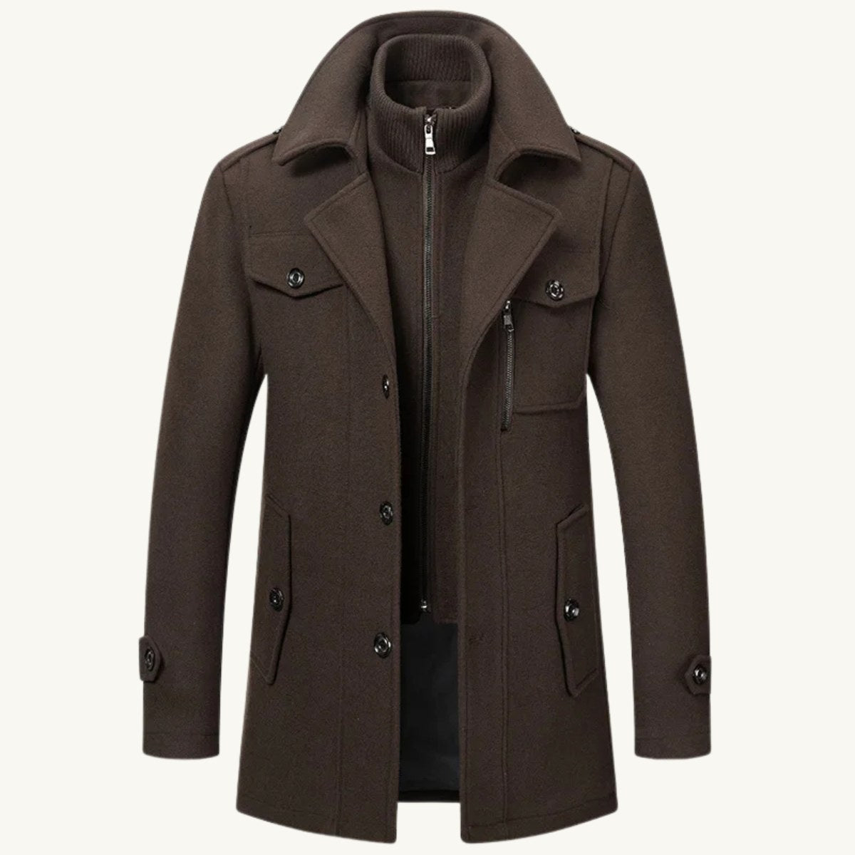 Preston | Men's Double Collar Wool Trench Coat, Tailored Business Coat | My Sweet Wardrobe