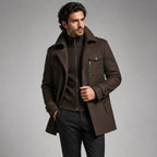 Preston | Men's Double Collar Wool Trench Coat, Tailored Business Coat | My Sweet Wardrobe