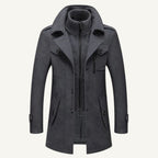 Preston | Men's Double Collar Wool Trench Coat, Tailored Business Coat | My Sweet Wardrobe