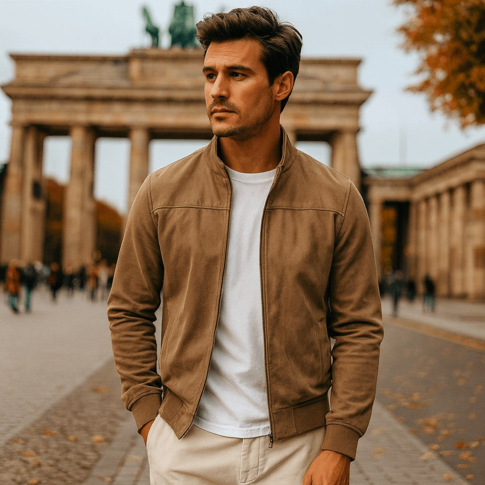 Ralph | Men's Suede Bomber Jacket – an Elegant Autumn Jacket | My Sweet Wardrobe