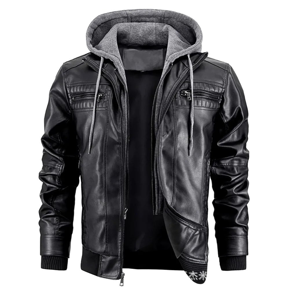 Reginald | Women's Leather Hooded Winter Coat, Slim-Fit Autumn Coat | My Sweet Wardrobe