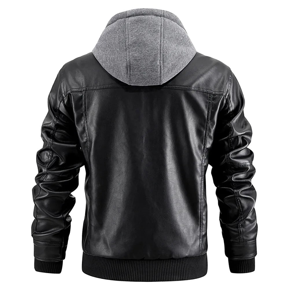 Reginald | Women's Leather Hooded Winter Coat, Slim-Fit Autumn Coat | My Sweet Wardrobe