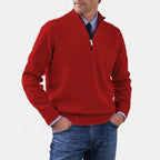 Reinhard | Men's Zip Jumper with Light Warmth, Elegant Knit Jumper | My Sweet Wardrobe | Red