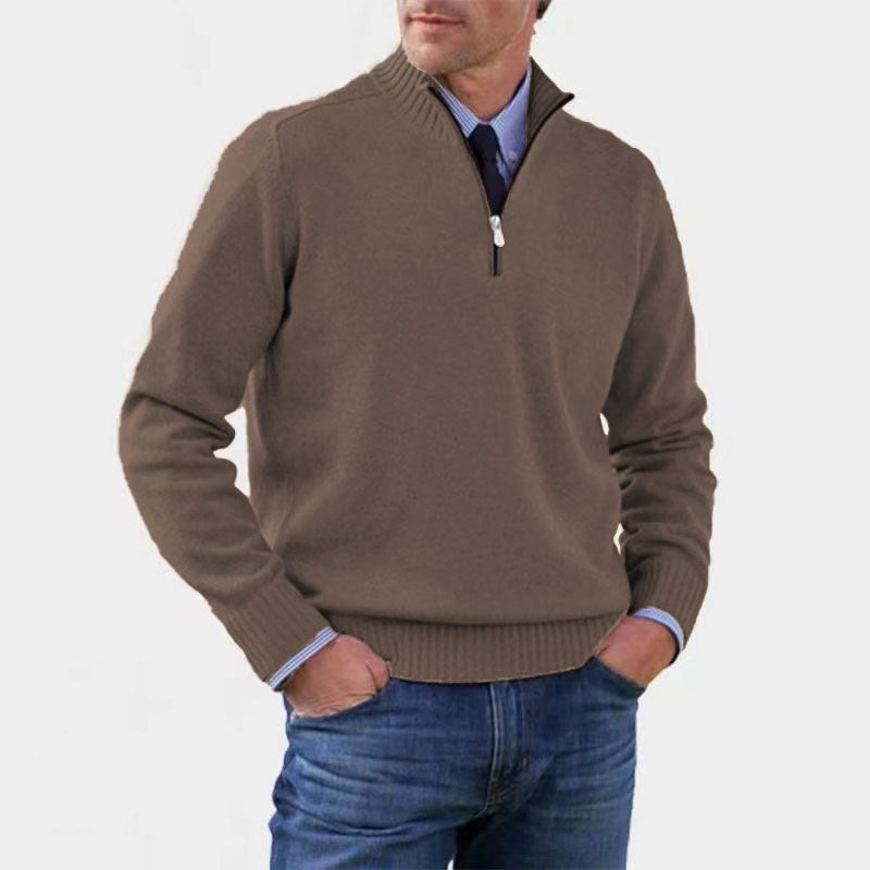 Reinhard | Men's Zip Jumper with Light Warmth, Elegant Knit Jumper | My Sweet Wardrobe | Grey