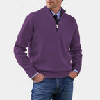 Reinhard | Men's Zip Jumper with Light Warmth, Elegant Knit Jumper | My Sweet Wardrobe | Black