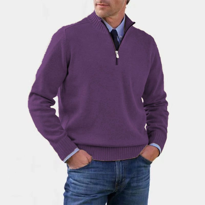 Reinhard | Men's Zip Jumper with Light Warmth, Elegant Knit Jumper | My Sweet Wardrobe | Black