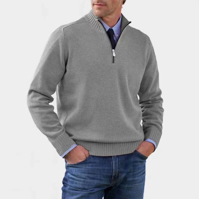 Reinhard | Men's Zip Jumper with Light Warmth, Elegant Knit Jumper | My Sweet Wardrobe | Red