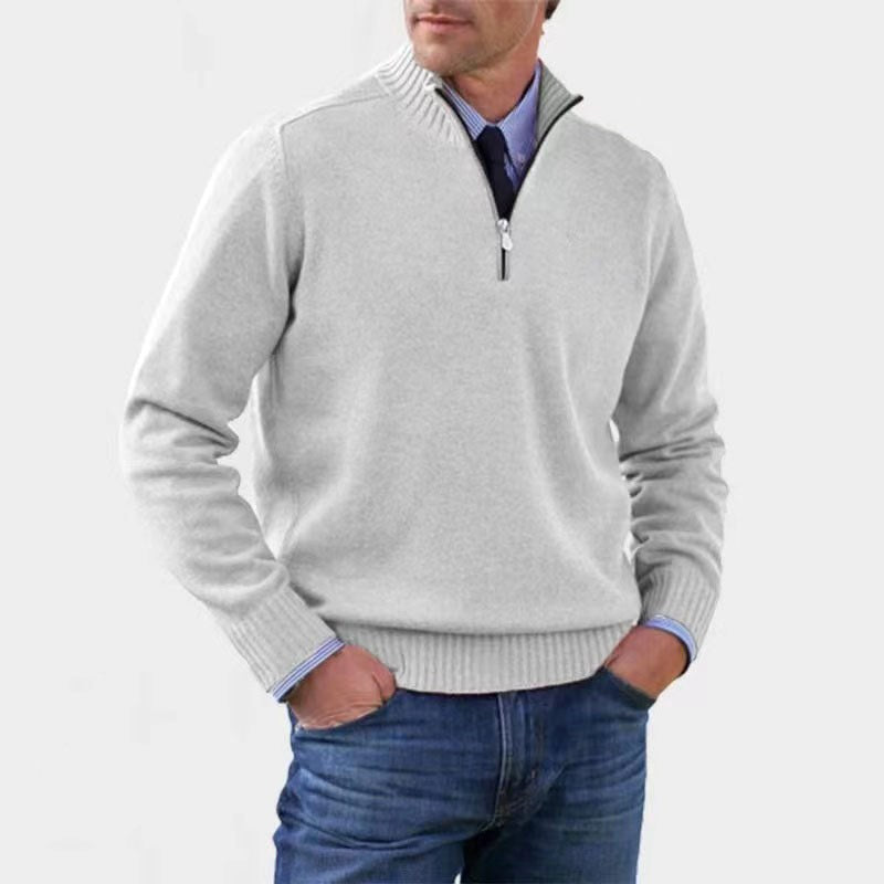 Reinhard | Men's Zip Jumper with Light Warmth, Elegant Knit Jumper | My Sweet Wardrobe | Red