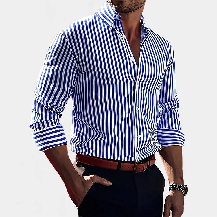 Reuben | Men's Striped Cotton Shirt, Classic Button Shirt | My Sweet Wardrobe
