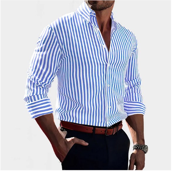Reuben | Men's Striped Cotton Shirt, Classic Button Shirt | My Sweet Wardrobe