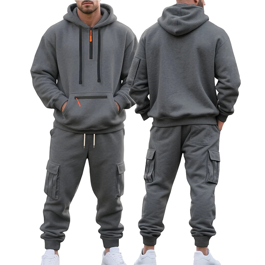 Robert | Men's Sporty Hooded Tracksuit, Warm Winter Set | My Sweet Wardrobe | Dark Grey