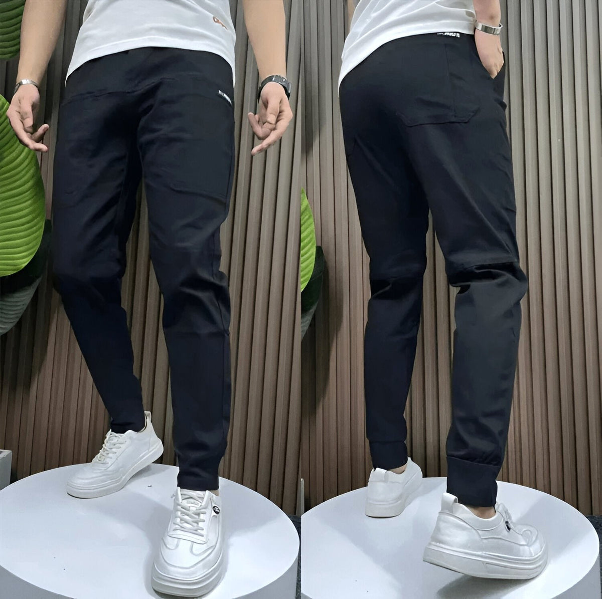 Robert | Men's Stretch Cargo Trousers, Lightweight Flexible Trousers | My Sweet Wardrobe | Black