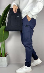 Robert | Men's Stretch Cargo Trousers, Lightweight Flexible Trousers | My Sweet Wardrobe | Blue