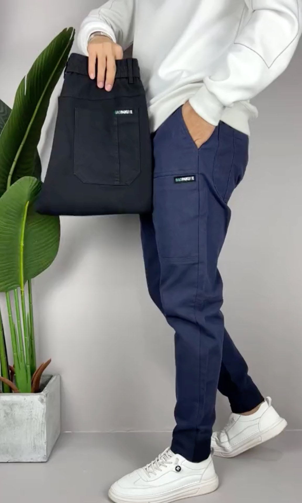 Robert | Men's Stretch Cargo Trousers, Lightweight Flexible Trousers | My Sweet Wardrobe | Blue