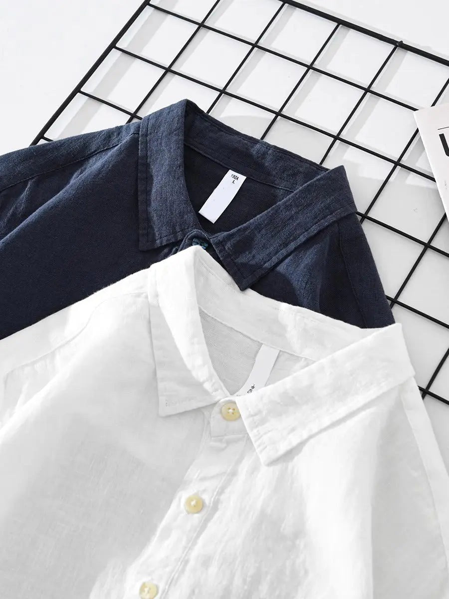 Rory | Men's Cotton-Linen Popover Shirt, Half-Button Relaxed Shirt | My Sweet Wardrobe
