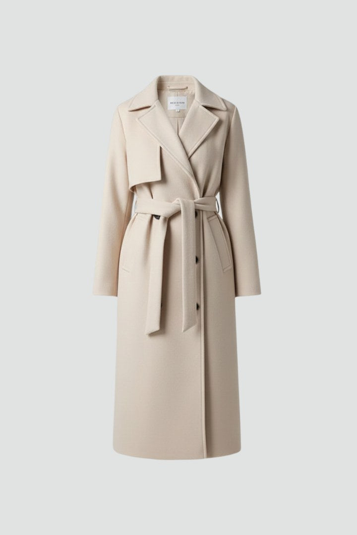 Roseline | Women's Double-Breasted Long Coat, Tailored Autumn Coat | My Sweet Wardrobe | Chocolate