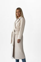 Roseline | Women's Double-Breasted Long Coat, Tailored Autumn Coat | My Sweet Wardrobe | Khaki