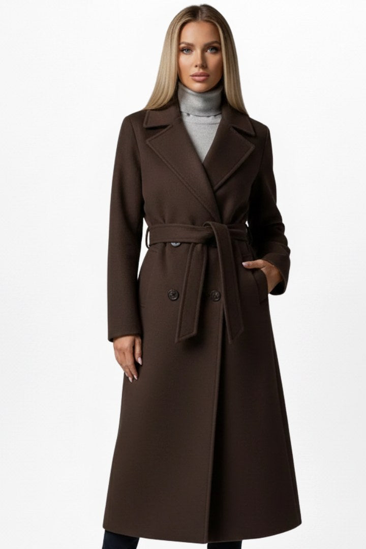 Roseline | Women's Double-Breasted Long Coat, Tailored Autumn Coat | My Sweet Wardrobe