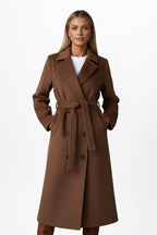 Roseline | Women's Double-Breasted Long Coat, Tailored Autumn Coat | My Sweet Wardrobe