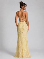 Rosie | Women's Floral Corset Maxi Dress, Sculpted Occasion Dress | My Sweet Wardrobe | Light Blue