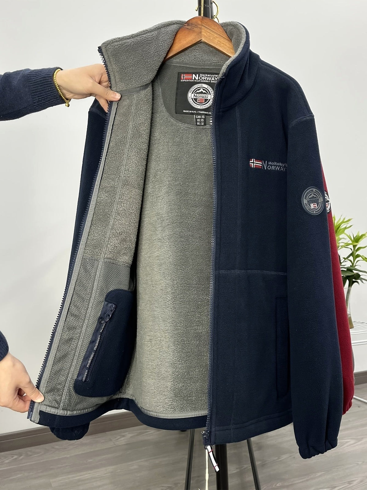 Rudolf | Men's Fleece Jacket with Collar, Outdoor Fleece Jacket | My Sweet Wardrobe | Red