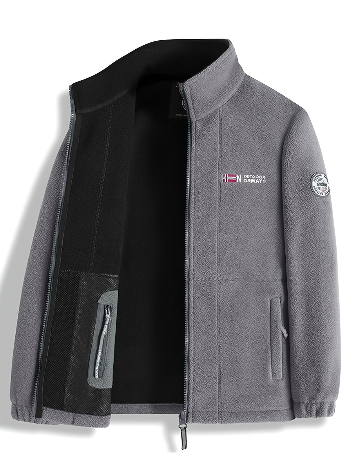 Rudolf | Men's Fleece Jacket with Collar, Outdoor Fleece Jacket | My Sweet Wardrobe | Red
