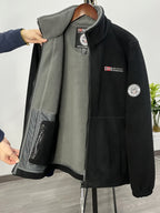 Rudolf | Men's Fleece Jacket with Collar, Outdoor Fleece Jacket | My Sweet Wardrobe | Khaki