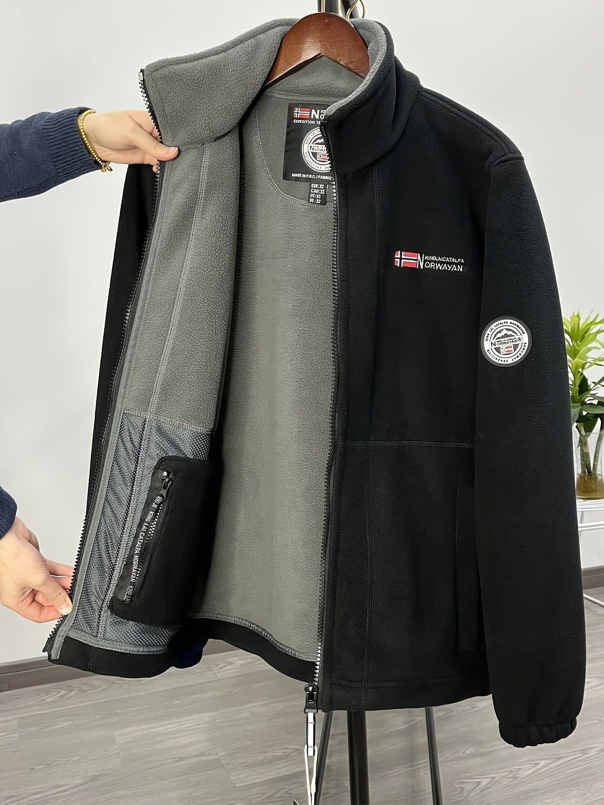 Rudolf | Men's Fleece Jacket with Collar, Outdoor Fleece Jacket | My Sweet Wardrobe | Khaki