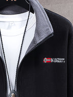 Rudolf | Men's Fleece Jacket with Collar, Outdoor Fleece Jacket | My Sweet Wardrobe | Khaki